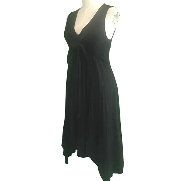All Saints Jayda Sleeveless V-Neck Bodice Tied Handkerchief Knit Dress Size L - Picture 2 of 7